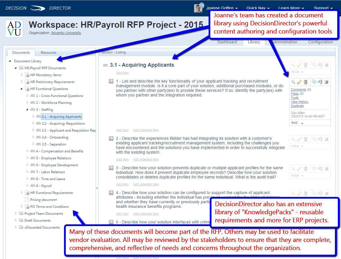 Creating the RFP documents and requirements